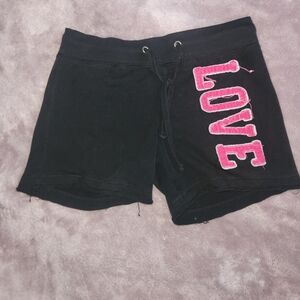 Women's Navy Blue Shorts with Pink Lettering
